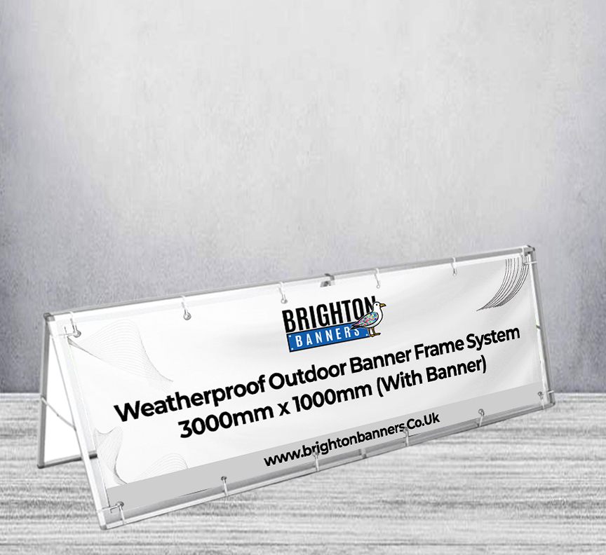 Weatherproof Outdoor Banner Frame System 3000mm x 1000mm (With Banner)